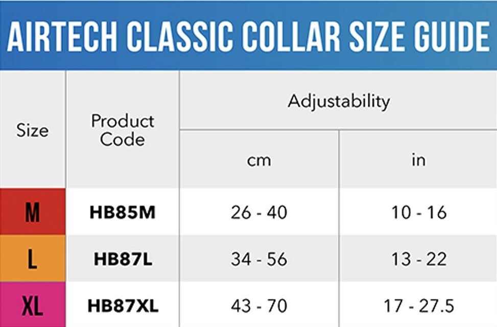 AirTech Classic Collar Size Guide