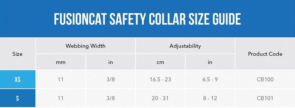 FusionCat Safety Collar Size Guide
