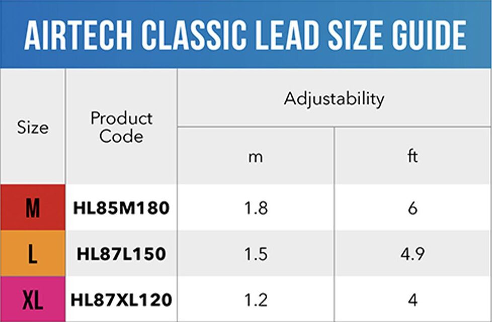 AirTech Classic Lead Size Guide