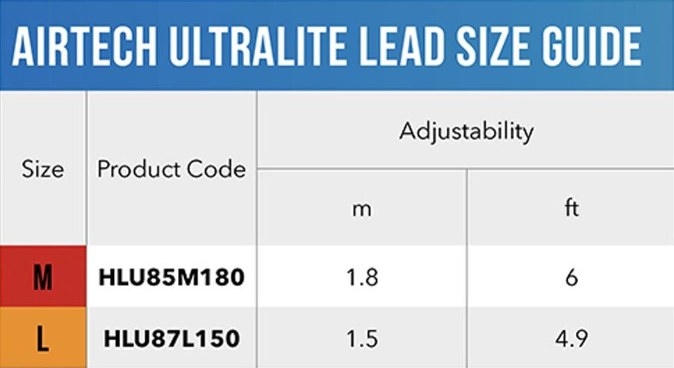 AirTech Ultra-Lite Lead Size Guide