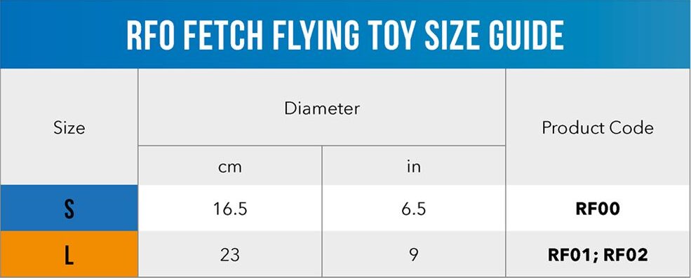 RFO Flying Disc Size Guide