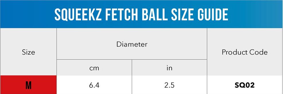 Squeekz Fetch Ball Size Guide