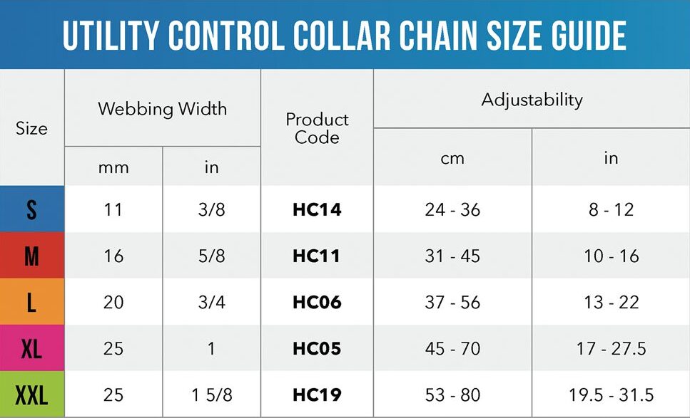 Utility Control Collar Chain Size Guide